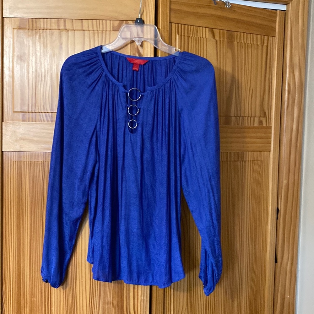 Jennifer Lopez Blue Snake Print Blouse Size Small